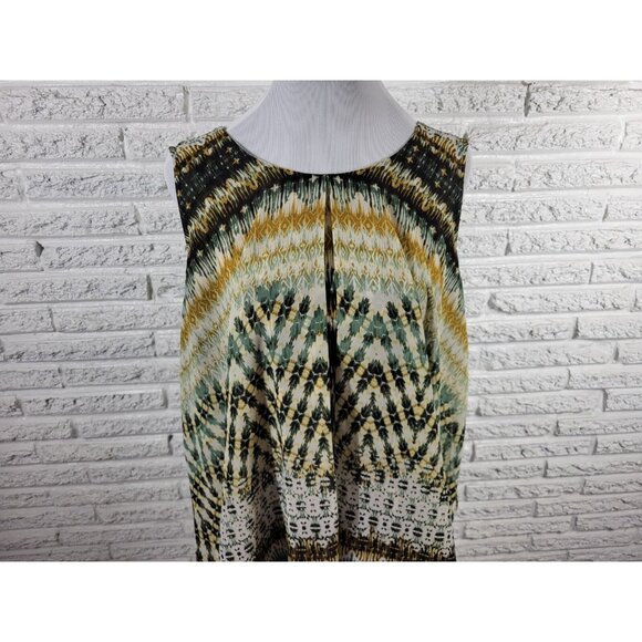 Dress Barn Women Top 2X Swing Sleeveless Split Front Poly Blend Green WAT151XE - Picture 3 of 9